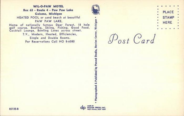Wil-O-Paw Motel - Vintage Postcard